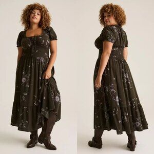 NWT Torrid 1 Festi Puff Sleeve Maxi Dress 1X 14 16